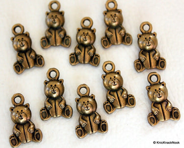 10 x Bronze Tone Bear Charm Pendants 16mmx10mm